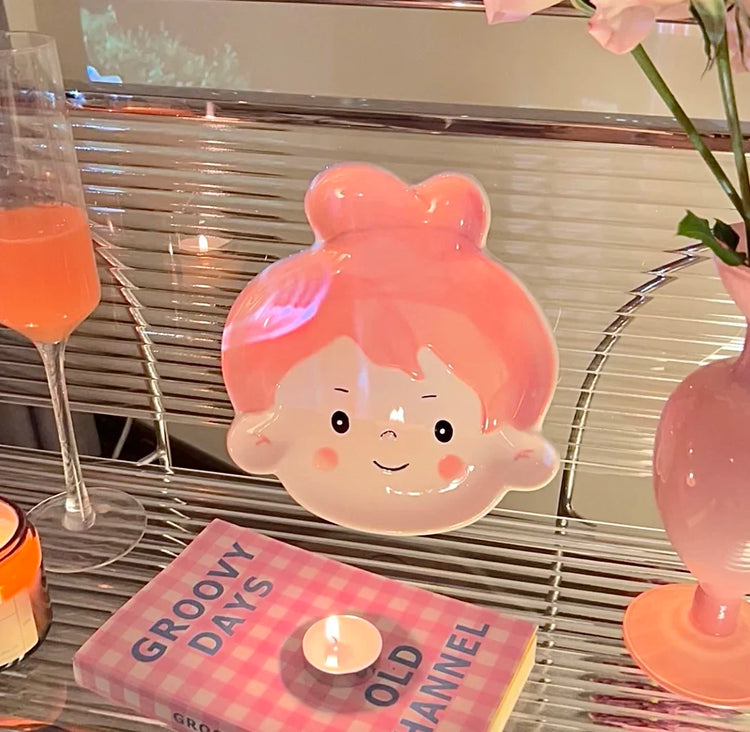 Whimsical Ceramic Plates – Cute Face Design | Perfect for Snacks & Decor