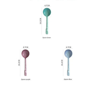 Colorful Ceramic Spoon Set - Bring Vibrancy to Your Kitchen - Mix F 3pcs