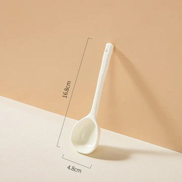 Close-up of pastel ceramic spoon showcasing their soft colors and high-quality finish