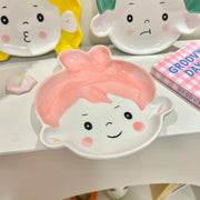 Whimsical Ceramic Plates – Cute Face Design | Perfect for Snacks & Decor