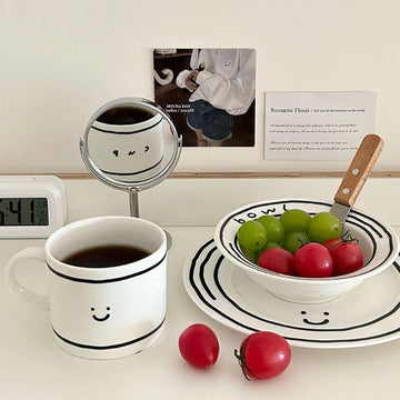 Cheerful Ceramic Dinnerware Set: Plate Bowl and Mug