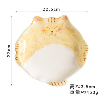 Cute Cat Shape Ceramic Plate - Orange - Home decor