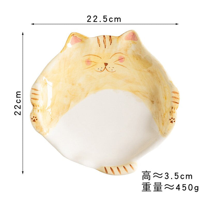 Cute Cat Shape Ceramic Plate - Orange - Home decor