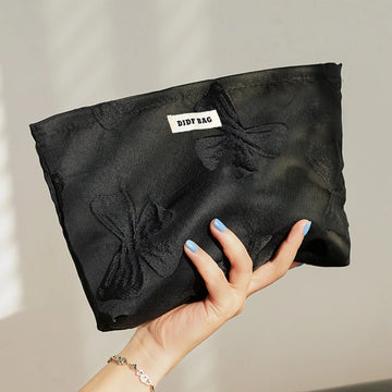 Women’s Makeup Bag - Black bow