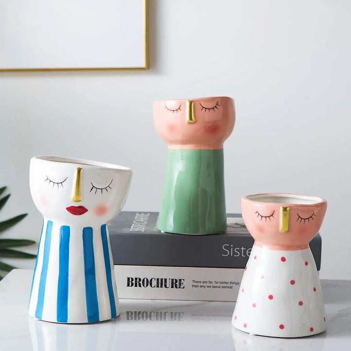 3 pieces set Ceramic Vases - WHITE