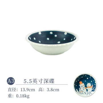 Hand-painted Japanese style cat ceramic plate