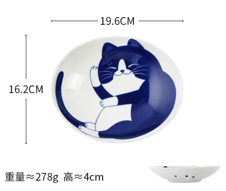 Cute Cat Ceramic Plate and Bowl - C-8 inch oval - Home decor