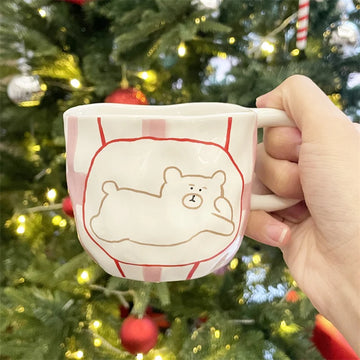 Cute Bear-Themed Ceramic Mugs - B / 201-300ml