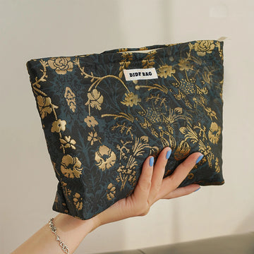 Women’s Makeup Bag - Dark green gold