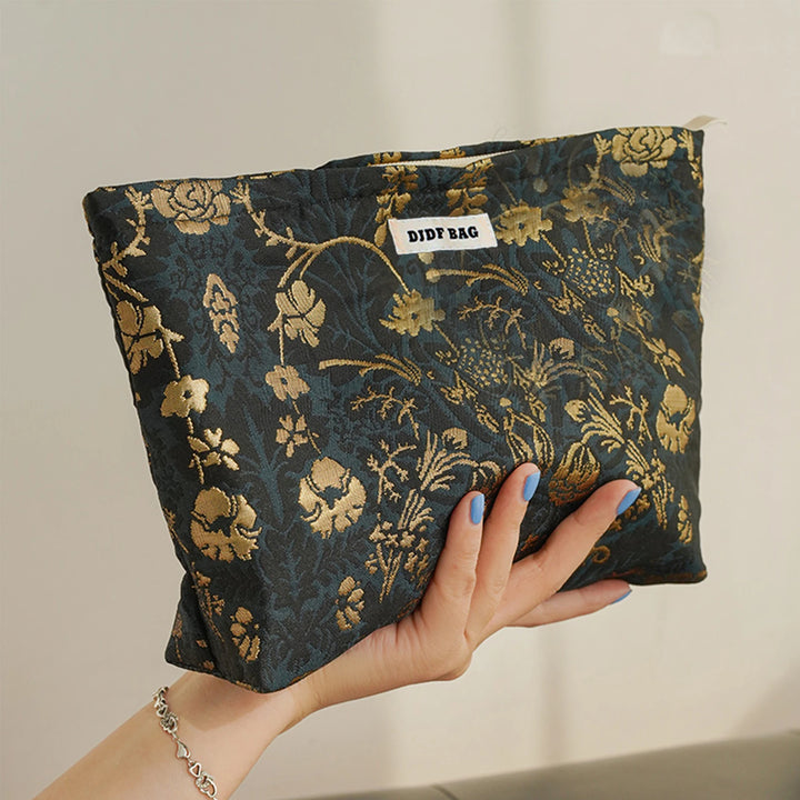 Women’s Makeup Bag - Dark green gold