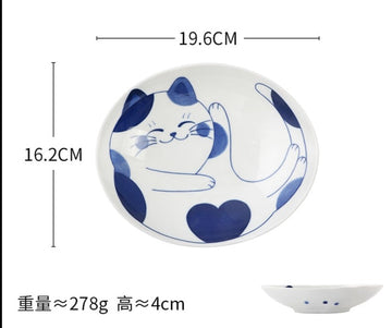 Cute Cat Ceramic Plate and Bowl - A-8 inch oval - Home decor