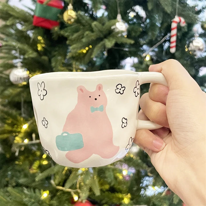 Cute Bear-Themed Ceramic Mugs - A / 201-300ml