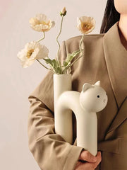 Cute Ceramic Cat-Shaped Vase
