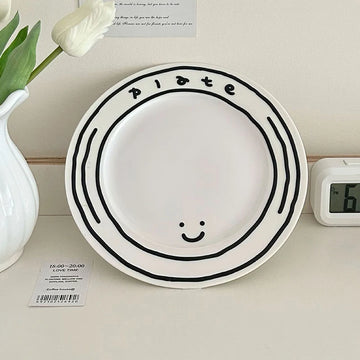 Cheerful Ceramic Dinnerware Set: Plate Bowl and Mug - 8 inch / 5-8 inches