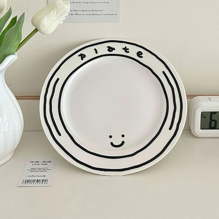 Cheerful Ceramic Dinnerware Set: Plate Bowl and Mug - 8 inch / 5-8 inches