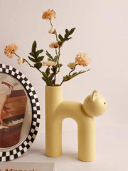 Cute Ceramic Cat-Shaped Vase