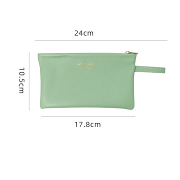 leather cosmetic bag 10.5x17.8cm / light green