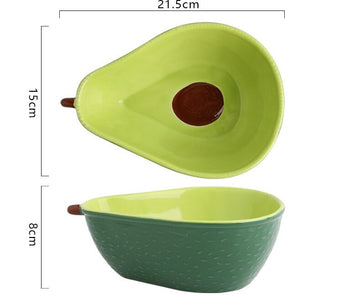 cute green avocado shape ceramic plate 8.7 inch bowl