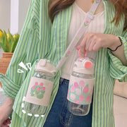 Kawaii Water Bottle With Straw and strap | 480ml water bottle |BPA-free water bottle - Water bottle