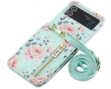Crossbody Phone Case for Samsung Galaxy Z Flip 4 - Galaxy Z Flip4 5G / Cyan - phone case