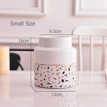 white ceramic terrazzo flower vase small