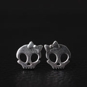 skull silver stud earrings