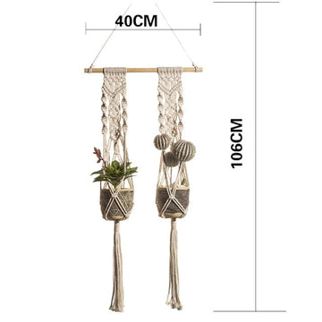 macramé plant hangers duo