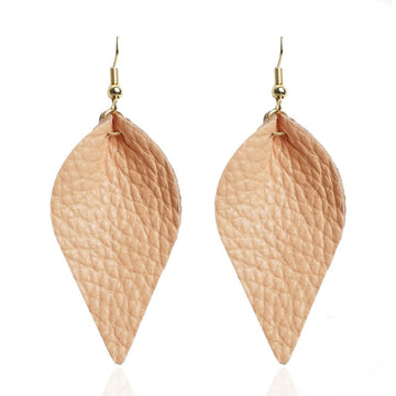 leather earrings beige