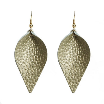 leather earrings green