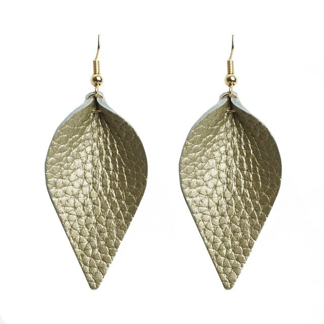 leather earrings green