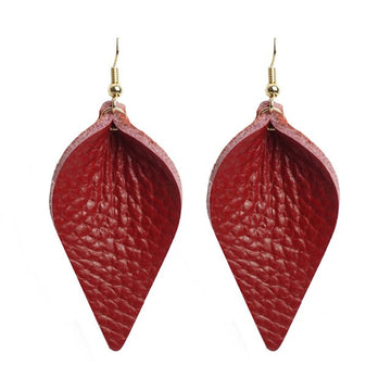 leather earrings red