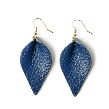 leather earrings dark blue