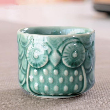 owl succulents pots dark green