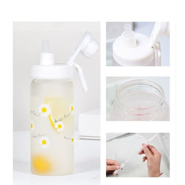 500ml kawaii glass tumbler with straw and rope