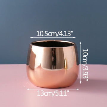 ceramic plant pots golden pink