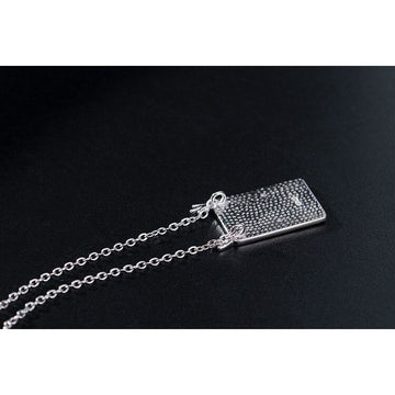 925 sterling silver square enamel owl necklace