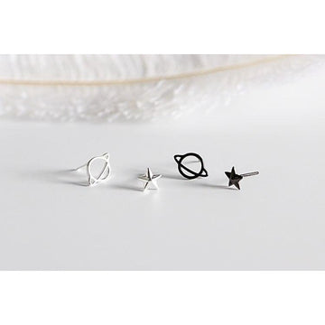 mismatched planet stud earrings