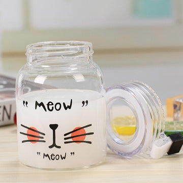 cute glass water tumbler meow
