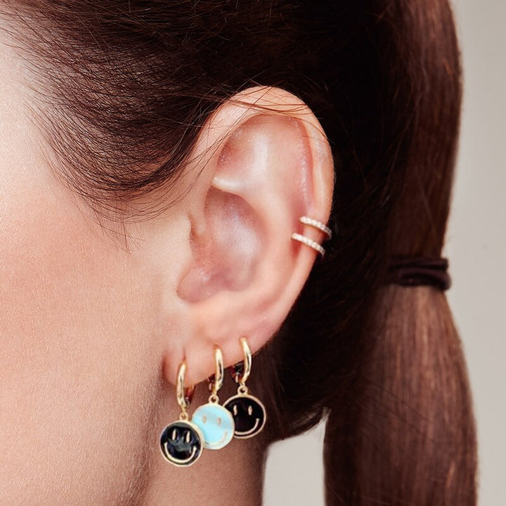 smiling face hoop earrings