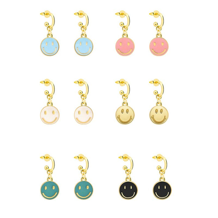 smiling face hoop earrings