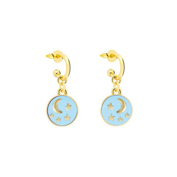smiling face hoop earrings blue moon