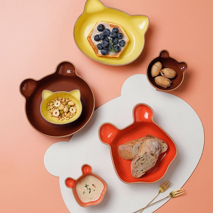 set of cute cartoon ceramic plate