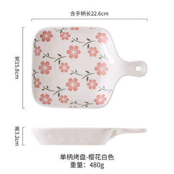small ceramic baking tray white cherry blossom