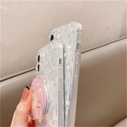 kawaii phone case with a pink flower holder