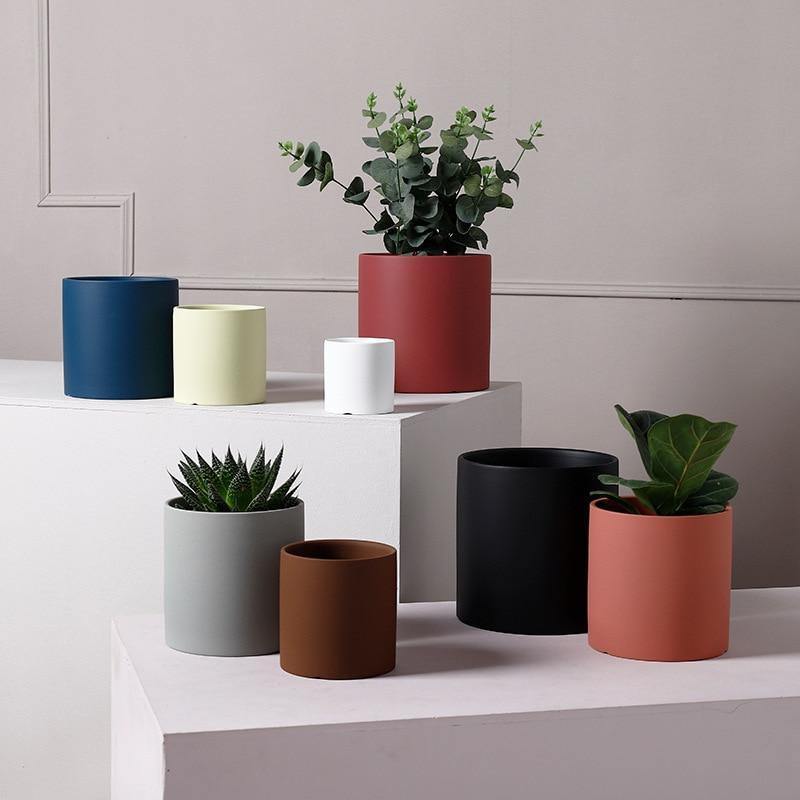 Modern ceramic plant pots