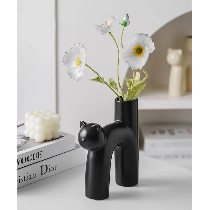 Cute Ceramic Cat-Shaped Vase