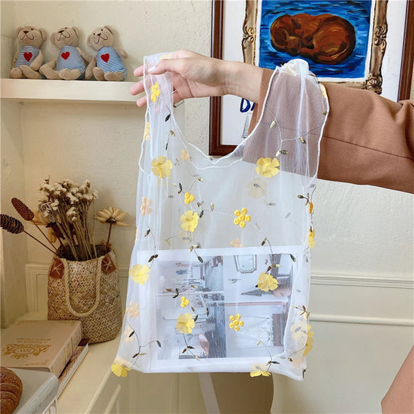Mesh shopping bag - Yellow - tote bag