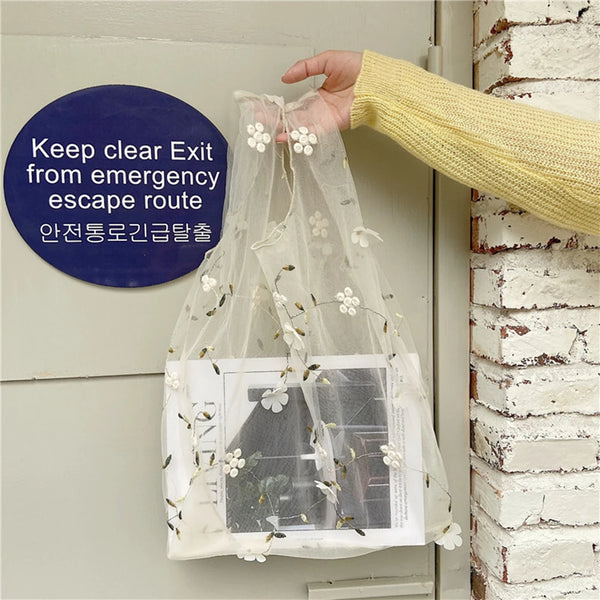 Mesh shopping bag - Apricot - tote bag