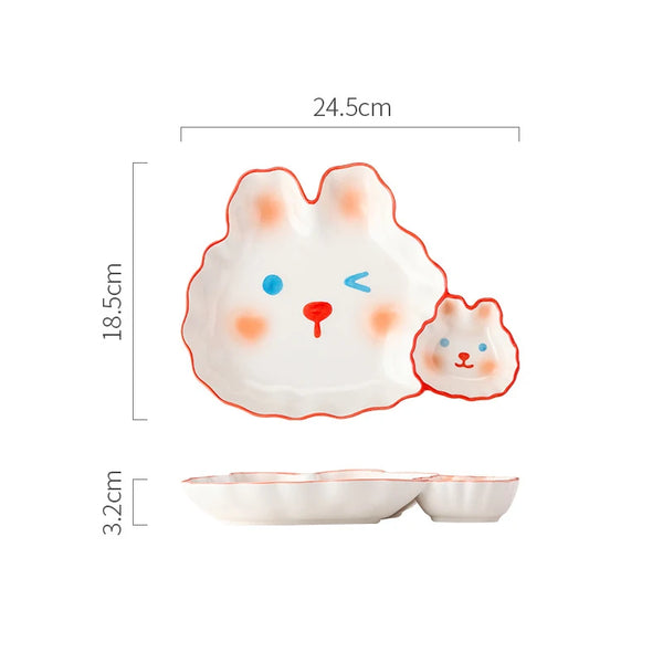 Colorful Ceramic Kids Plates in Fun Shapes – Bunny, Panda, Leaf, Citrus, Cloud & Cartoon Character Dishes for Toddlers and Children