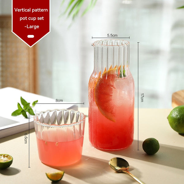Glass Water Bottle with Glass Cup Set - 401-500ml / L - Home decor